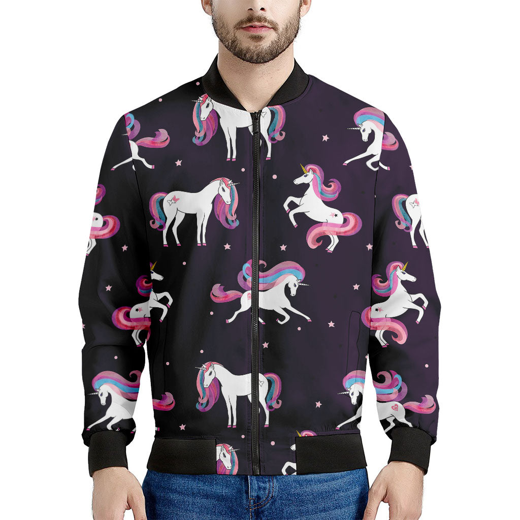 Night Girly Unicorn Pattern Print Men's Bomber Jacket